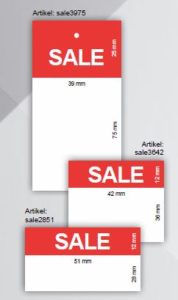 Rote Etiketten für den Abverkauf, Sale